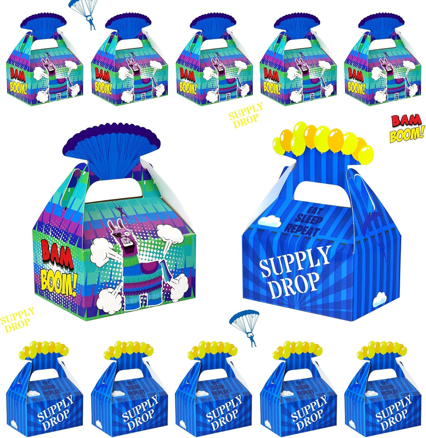 16 Pcs Video Game Llama Goodie Bags Party Boxes for Battle G