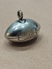 Vintage Silver Tone Charm For Bracelet Jewelry Football Sport Ball NFL Game Win