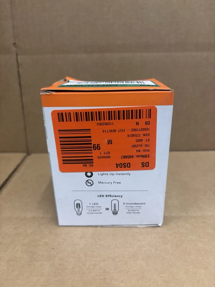 FEIT Electric 4-Pack Clear Glass 40w Replacement LED T14 Bulbs 300 Lumens - Image 3 of 4