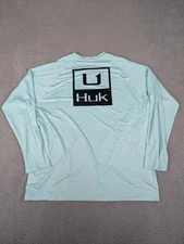 Huk Performance Shirt Mens XL Blue Long Sleeve Fishing UPF Lightweight Stain