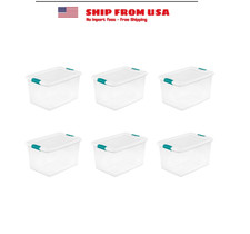 Sterilite 64 Qt. Latching Box Plastic, White, Set of 6