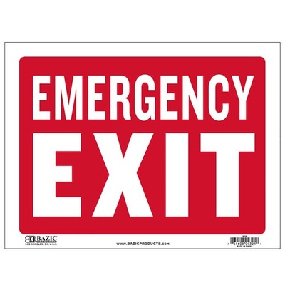 BAZIC Products Emergency Exit Sign 9''X12'', Vinyl 1-Pack,