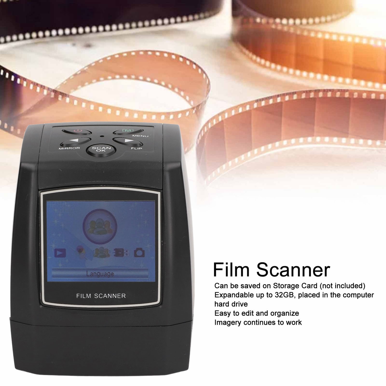 Portable Digital Film Scanner With Color Display For Easy Image Conversion New