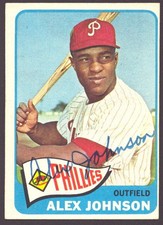ALEX JOHNSON 1965 Topps #352 AUTOGRAPH PHILLIES Auto Signed Reds Angels d.2015