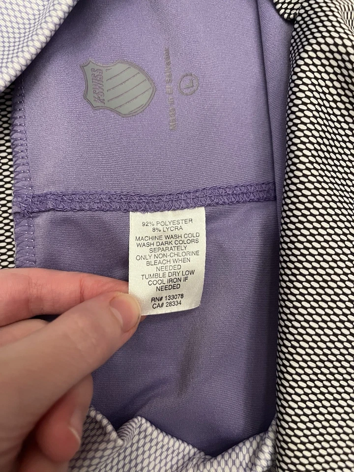 K-Swiss Striped Active Mini Skirt Women’s Large Purple Black Grey - Image 3 of 4