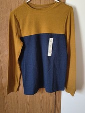 Cat Jack New Boys Gold/Blue Long Sleeve Shirt L 12-14