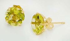 GENUINE 8.20 Cts PERIDOT STUD EARRINGS 14K GOLD - Free Appraisal Service - NWT