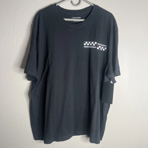 GENUINE HARLEY DAVIDSON MEN'S XXL 3XL TEE Shirt Checkerboard BLACK NWT