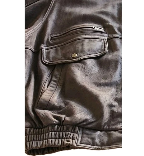 Vintage Roundtree & Yorke Mens XXL Brown Heavyweight Leather Zip-Up Coat!  image 7