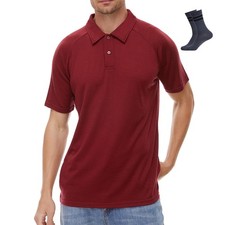 Merino Wool Polo Shirt Men - Size M 100 Merino Wool Shirts for Men Anti-Odor...