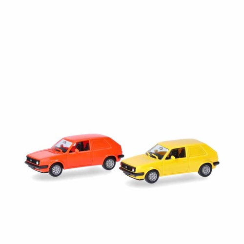 Minikit, Volkswagen Golf II, 2 portes, rouge, jaune, 2 pièces - HERPA 014281 - H | Condition: Neuf