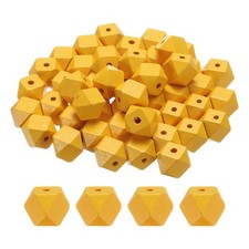 50pcs 20mm Orange Geometric Wood Beads 3.3mm Large Hole for Jewelry Making