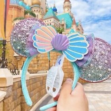 Disney Minnie Mouse Mermaid Shell Glitter Pearl Headband Blue Purple Pink