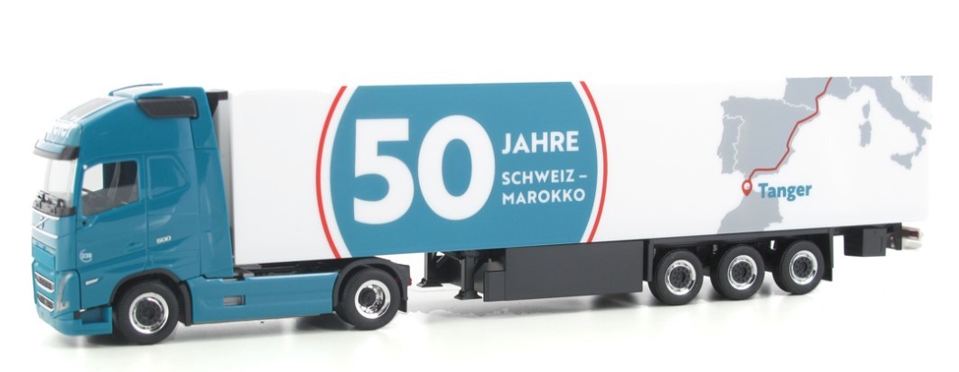 Volvo FH Gl XL Herpa 4x2 avec semi-remorque frigo 3 essieux pour diorama HO Transports MAR
