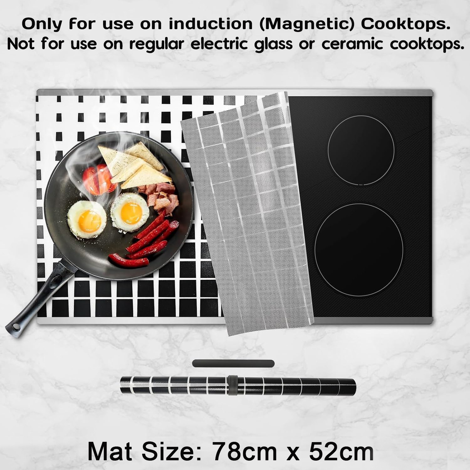78x52cm Induction Hob Protector Mat for Magnetic Cooktops Silicone Cooktop Cover