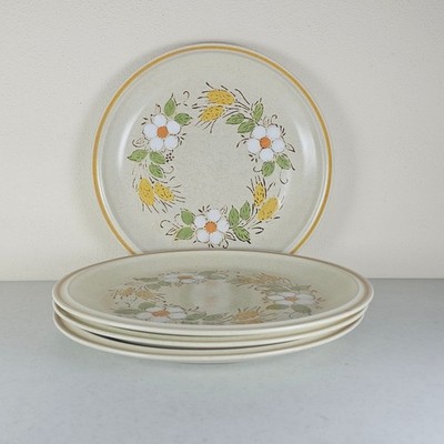 Vintage 4 Hearthside Garden Festival Prairie Flower Stoneware 10.5 Dinner Plates