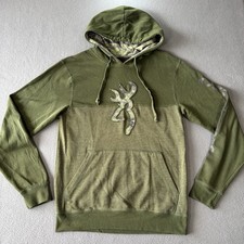 Browning Hoodie Mens S Green Buckmark Hunting Camo Lined Pullover Sweatshirt