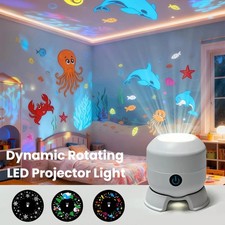 Dynamic Rotating LED Projector, 360 Rotating Ocean Night Light Projector USB