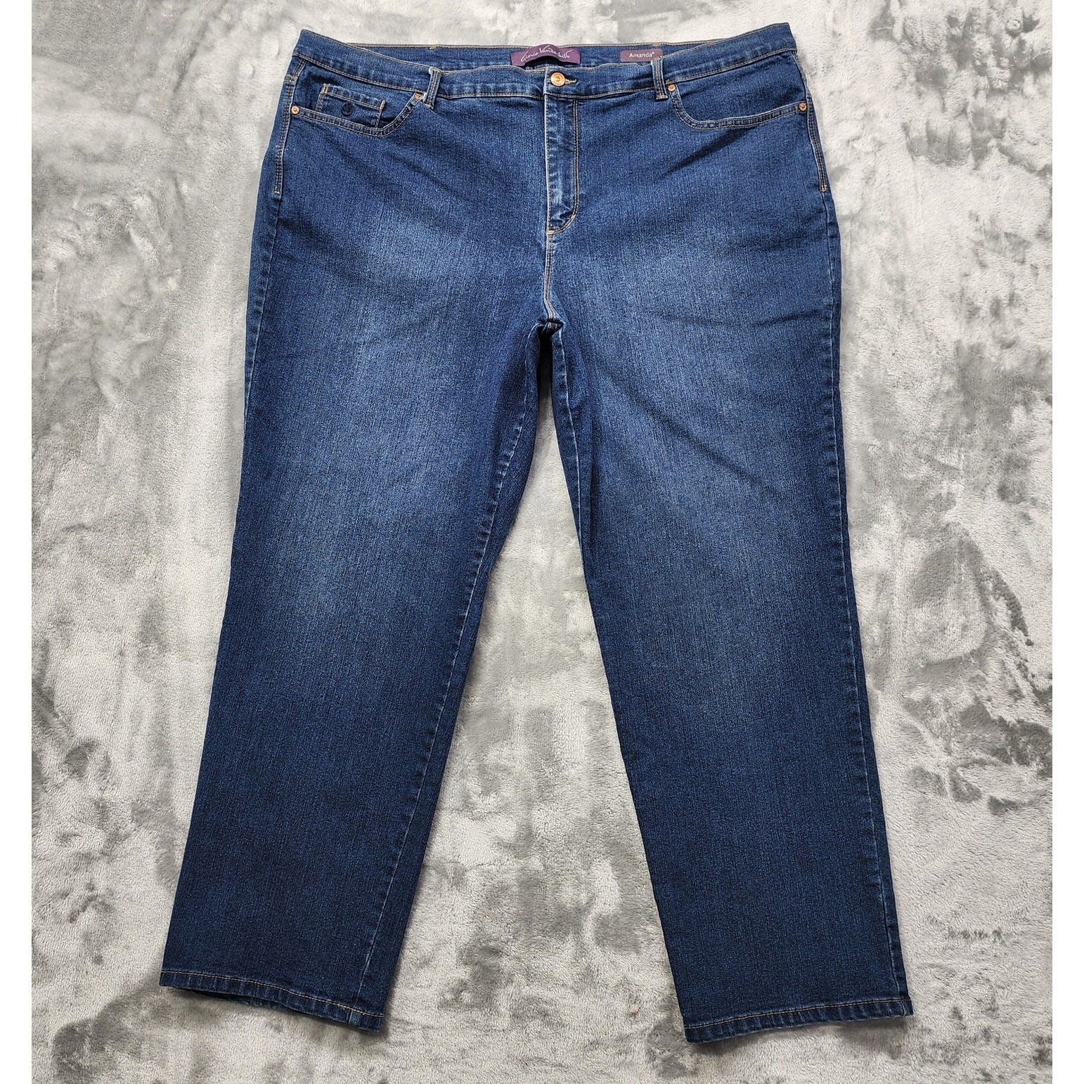 Womens 24w Blue Dark Wash Amanda High Rise Tapered Leg