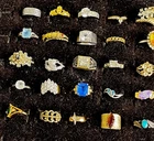 VTG Lot 25 Costume Jewelry Rings Gold Silver Gems 1-925 Turquoise3-Avon 2-Sarah