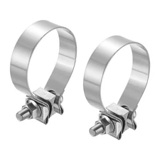 2pcs 410 Stainless Steel Exhaust Clamp 2.87" Narrow Band Muffler Seal, Silver