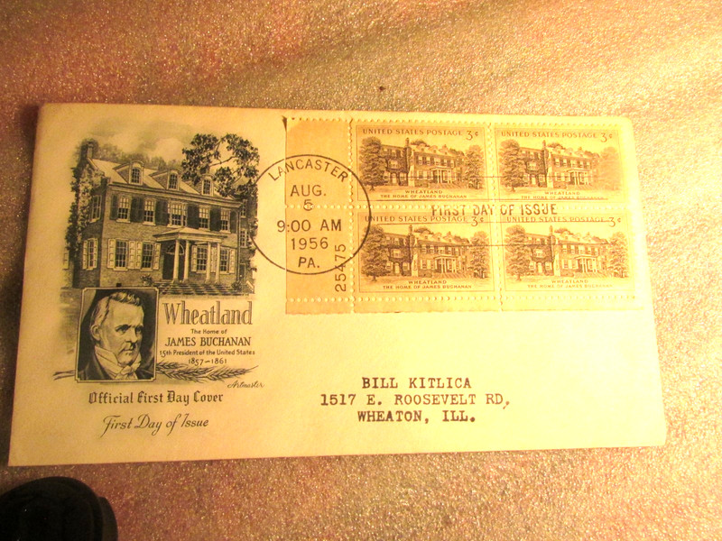 JAMES BUCHANAN’S WHEATLAND FIRST DAY OF ISSUSE ENVELOPE 1956