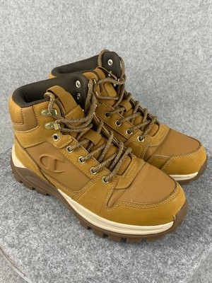 Champion Mid-Top Boots Youth Size 7Y EU 40 Brown Leather Upper Lace-Up