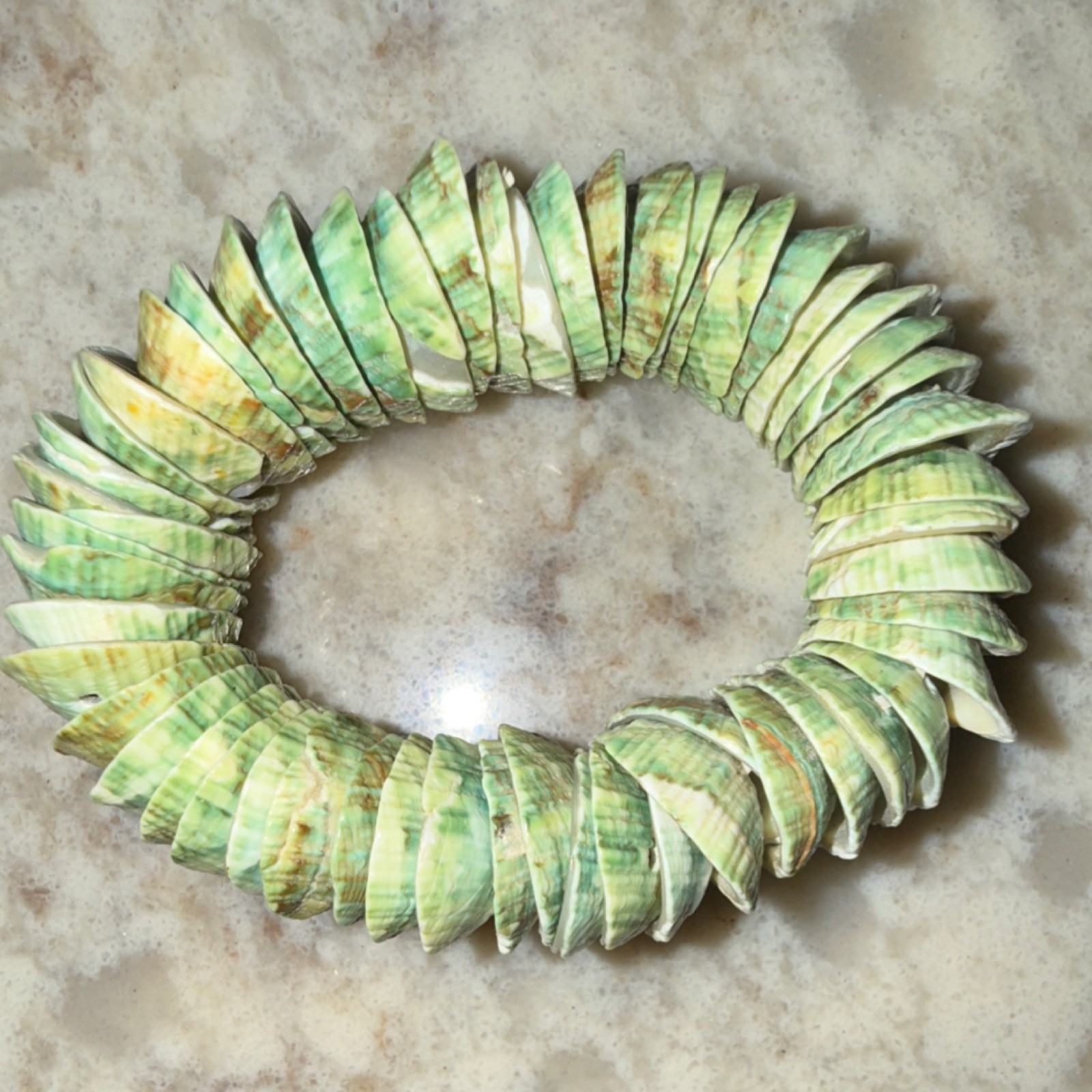 Beaded Shell Adjustable Bracelet Green Yellow Bei… - image 1