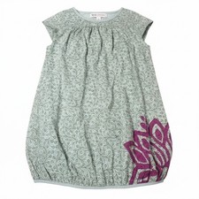 Tea Collection Dress Girls 10 Green Purple Botanical Bubble Hem Cotton Tunic