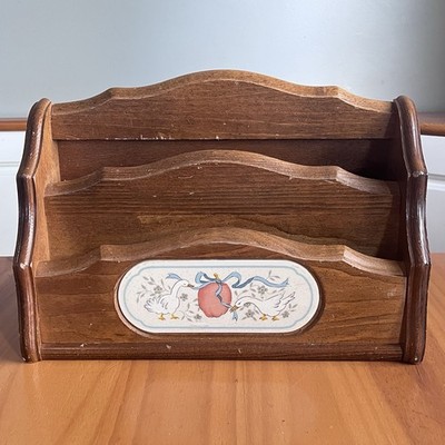 Vintage GOOD WOOD Marmalade Goose Geese Mail Letter Holder 3 Way Bin Wooden