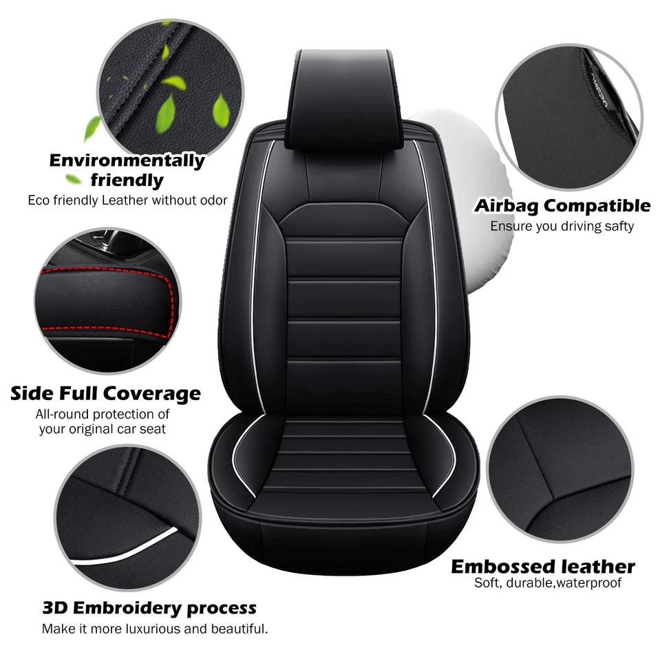 For Toyota Car Seat Covers Full Set 5-Seats Leather Front Rear Protectors Pad Foto 4 de 4