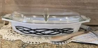 Vintage Pyrex Barbed Wire Dived Dish W/ Lid MINT Condition! 1.5. Qt.Mid Century