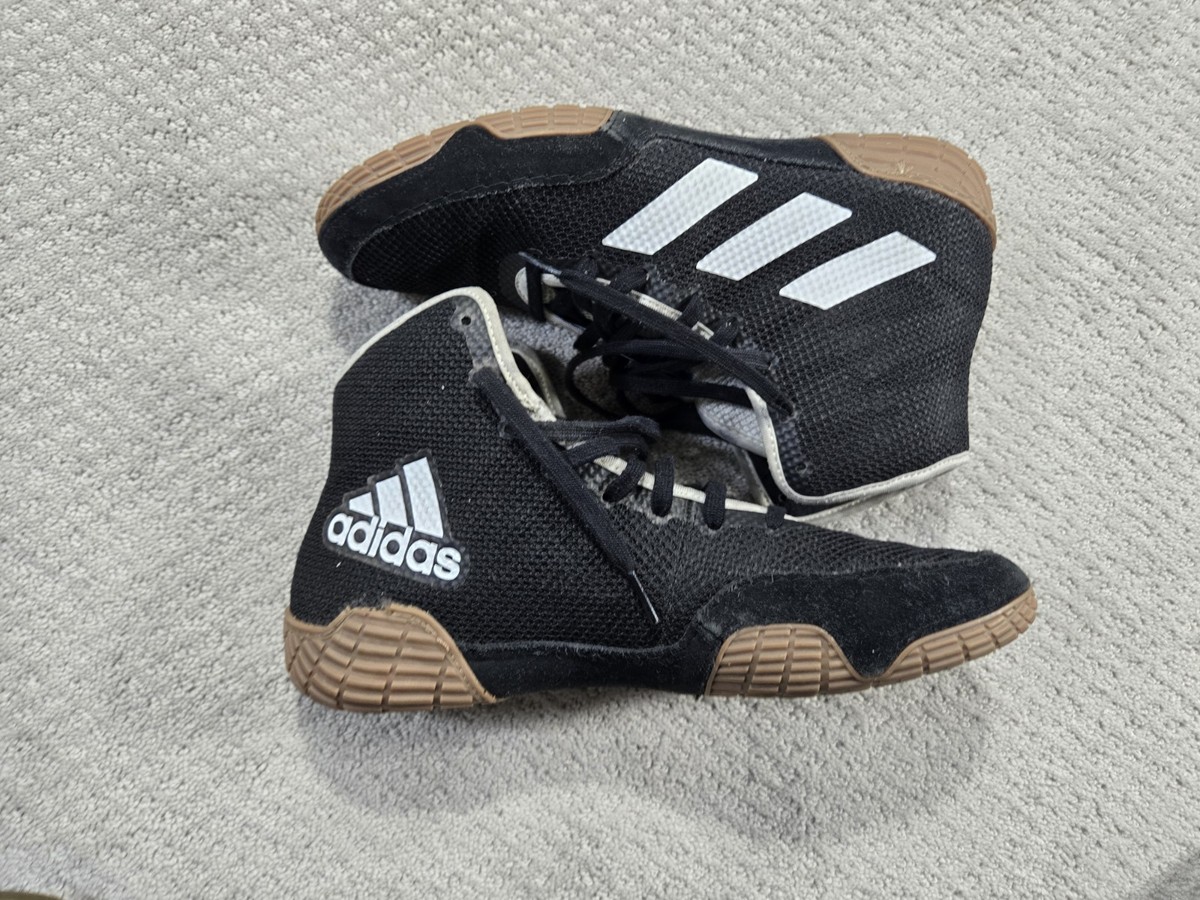 adidas Wrestling Shoes Mens 8 Black White Tech Fall 2.0 FZ5388 Mat Boots  Gym Top