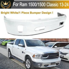 Bright White Front Bumper Cover Face Bar For 2013-2018 Ram 1500 W/Fog Light Hole
