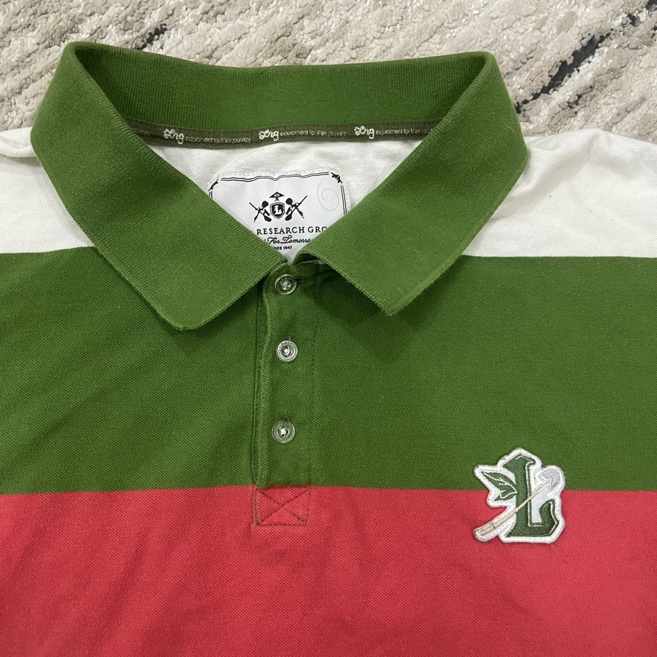 LRG Lifted Research Group Rasta Stripe Polo 3 Button Shirt Size 5XL - Image 2 of 4
