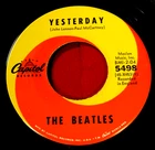 Beatles "YESTERDAY/ACT NATURALLY " 1965, Capitol 5498 1st Press single. NM