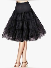 Women's Black Tiered Circle crenoline petticoat underskirt 50s party