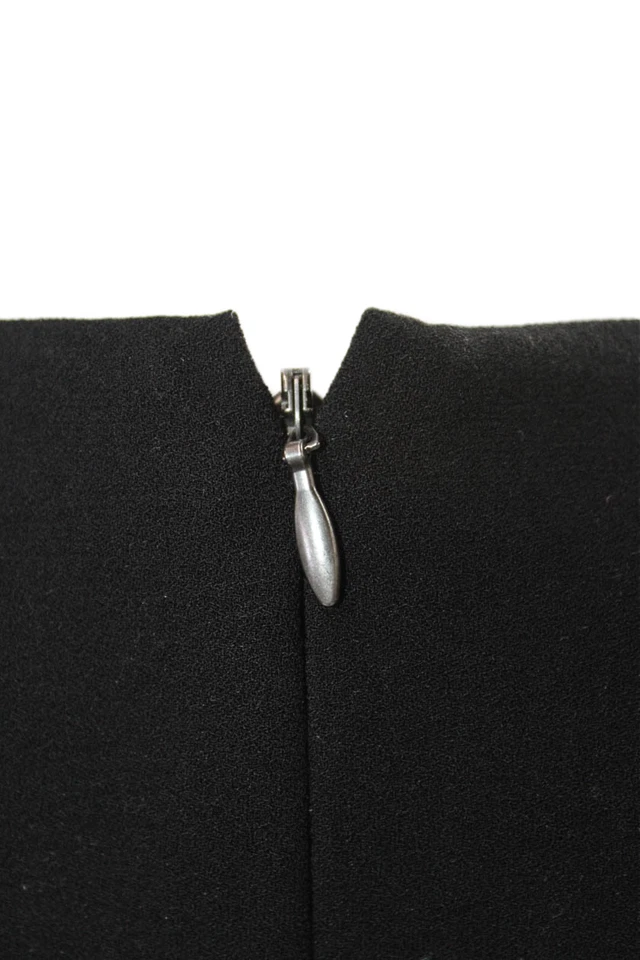 Mono negro Elie Tahari para mujer con cordones geométricos cuello redondo talla 10 Foto 4 de 4