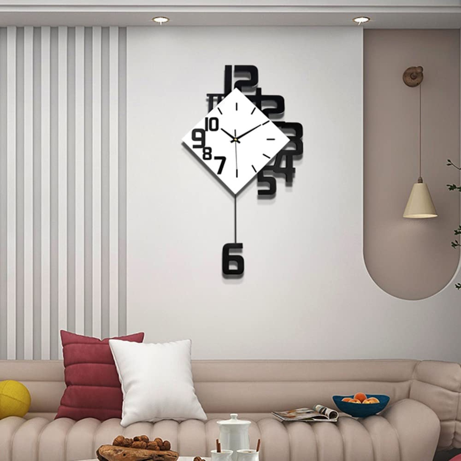 Large Wall Clock for Living Room Decor Pendulum Modern Kitchen Silent Big Wal...
