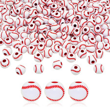 200Pcs Baseball Beads for Jewelry Making, Sports Ball Plastic Beads for DIY Craf