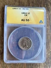 1864 CN INDIAN HEAD CENT ANACS AU55