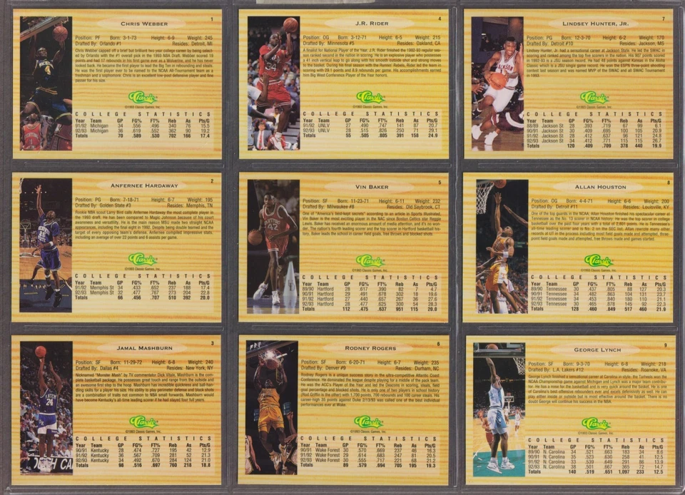 Baloncesto clásico 1993 - Selecciones completas del draft juego de 110 cartas [O'Neal y C Webber] Foto 2 de 4