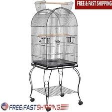 Interactive Open Top Birdcage Small Birds Rolling Stand W/ Feeders  Storage New