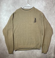 VINTAGE Golf Clubs Sweater Adult Large Beige Embroidered Pullover USA Made Y2K