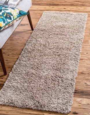 Unique Loom Solid Shag Collection Area Rug (2' 7'' x 10' Runner, Taupe)