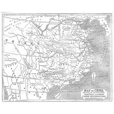 China Karte - Antiker Druck 1853