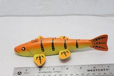 Perch Orange Ice Fish Spearing Decoy Folk Art Carved By Brad Lange, 7-1/4"