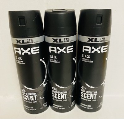 3 New XL Axe Black Frozen Pear & Cedarwood 48H High Definition Aluminum Free