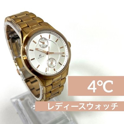 4C Multi Function Model Ladies Watch Timepiece Stainless Steel Gold White