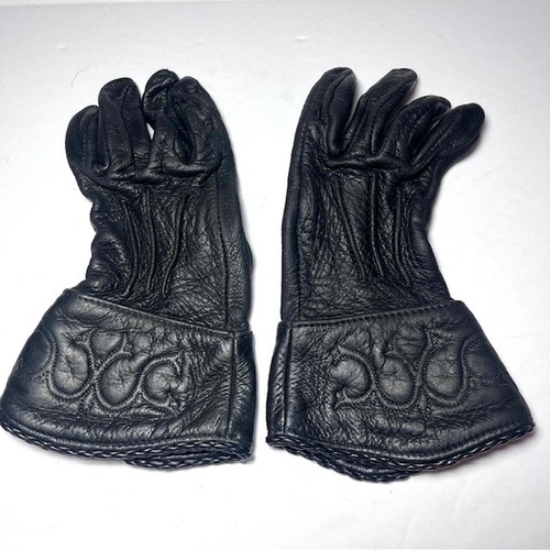 VTG Bison Glove Works Gauntlet Riding Black Leather Gloves XXS Western USA